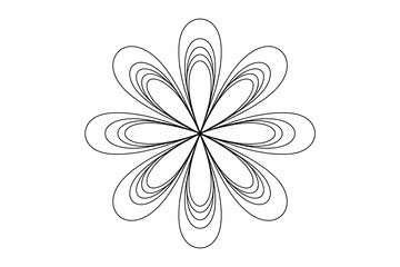 Intricate, symmetrical flower design with layered lines.
