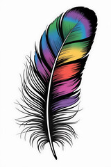 Colorful feather, vibrant hues, symbol of freedom.
