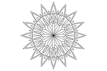 Intricate mandala design, symmetrical pattern, detailed lines.

