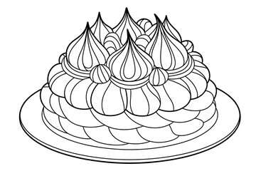 Ornate cake with swirls and frosting details.
