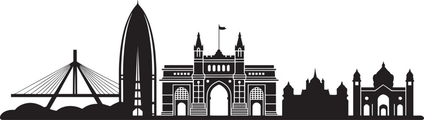 Obraz premium Bandra Worli Sea Link Gateway of India Chhatrapati Shivaji Terminus Mumbai Icon India Landmark