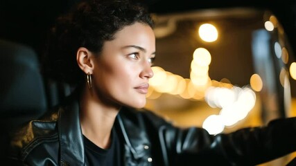 A determined woman driving a truck convoy on a highway