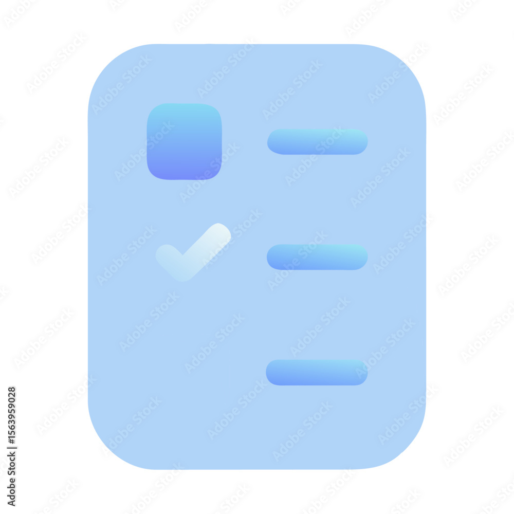 Poster vector art of a blue checklist icon with checkmarks, isolated on transparent background