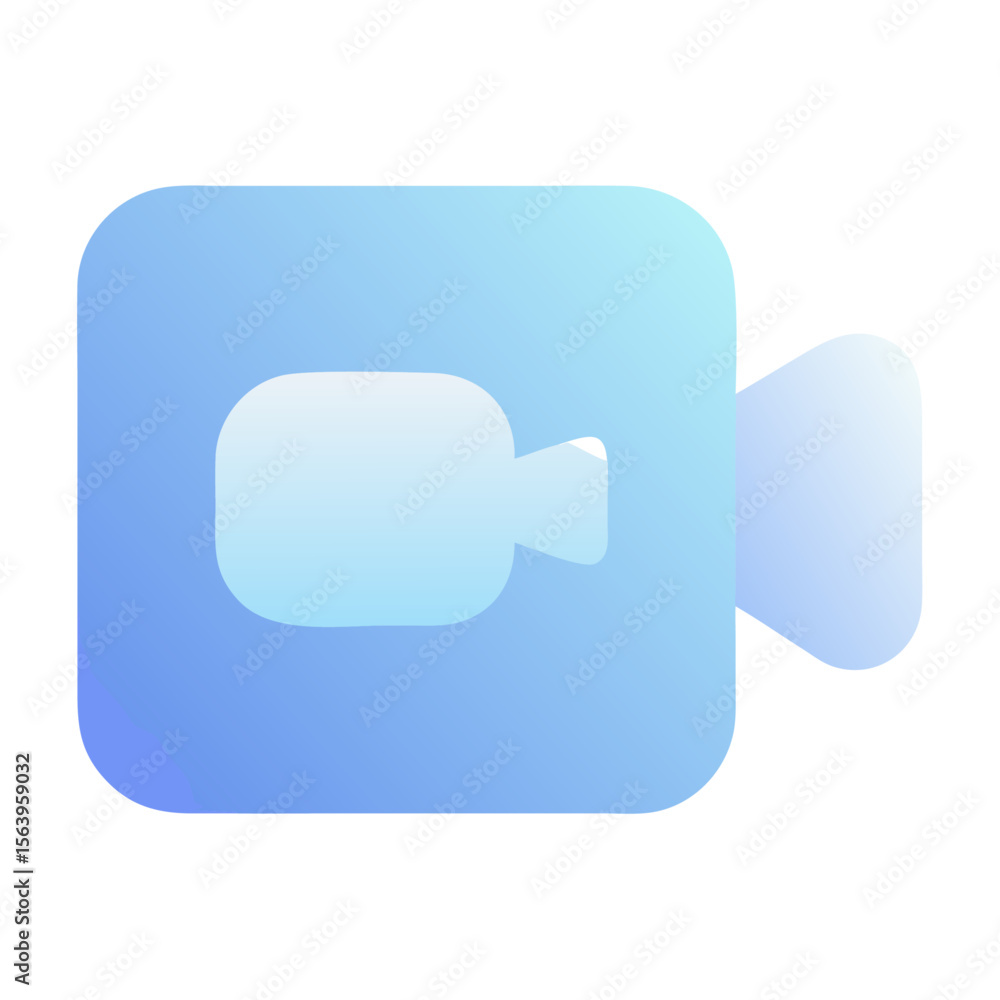 Poster vector art of a blue gradient video camera icon isolated on transparent background