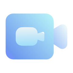 Naklejka premium Vector art of a blue gradient video camera icon isolated on transparent background
