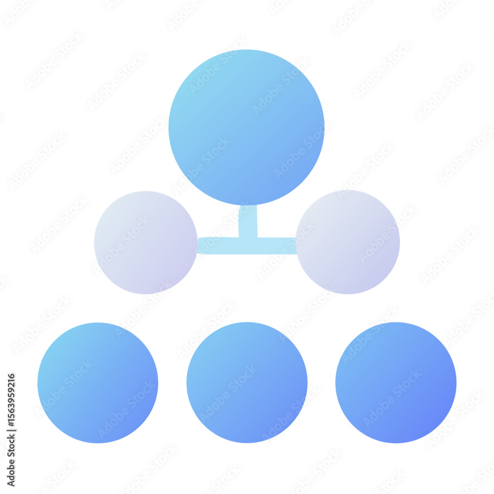 Poster vector art of a simple blue gradient hierarchical chart icon isolated on transparent background