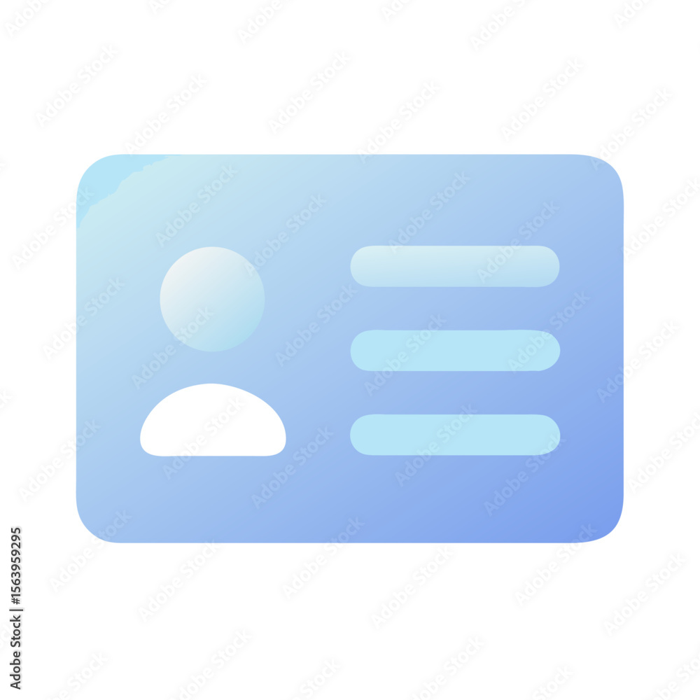 Fototapete vector art of a simple id card icon with a person symbol and three lines of text, isolated on transp