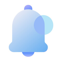 Vector art of a light blue gradient bell icon with a circle notification, isolated on transparent background