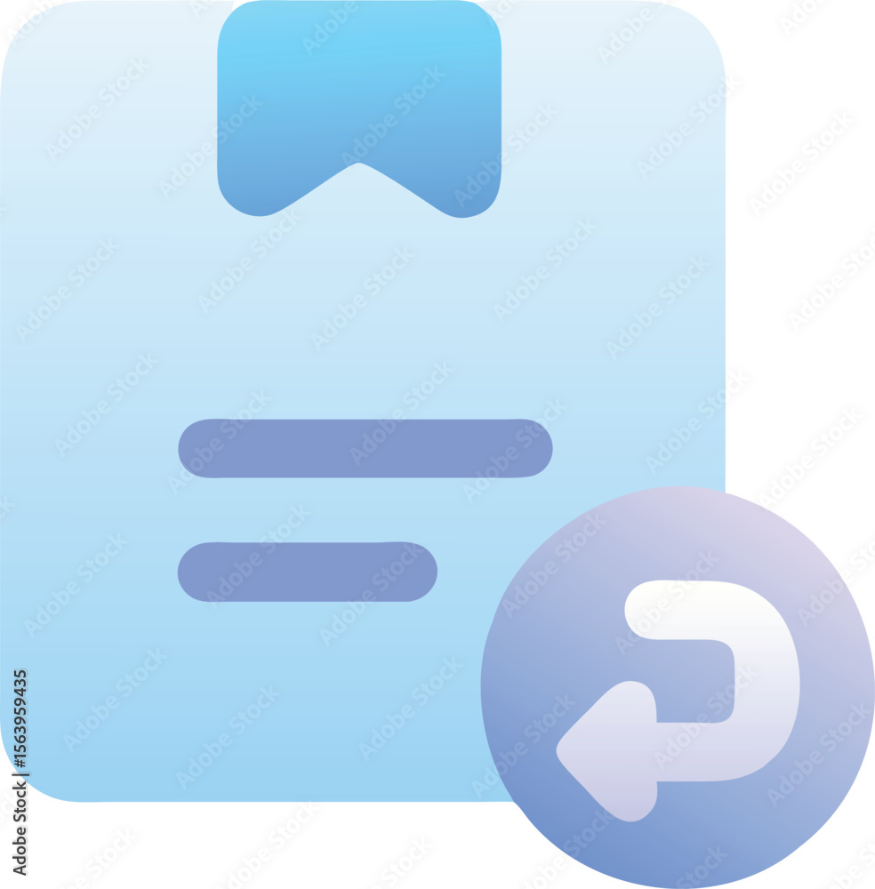Poster vector art of a document icon with a return arrow symbol, isolated on transparent background