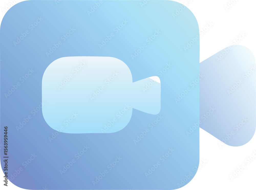 Poster vector art of a blue gradient video camera icon isolated on transparent background