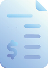 Obraz premium Vector art of a blue gradient icon of a document with a dollar sign, isolated on transparent background