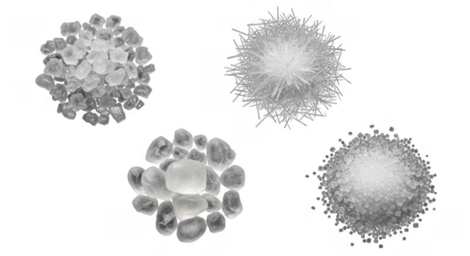Diverse Collection of Crystalline Structures Showcasing Unique Textures, Shapes, and Natural Forms, isolated on a transparent background