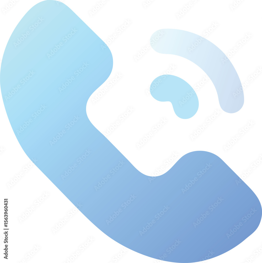 Poster vector art of a blue gradient phone icon with an incoming call signal, isolated on transparent backg