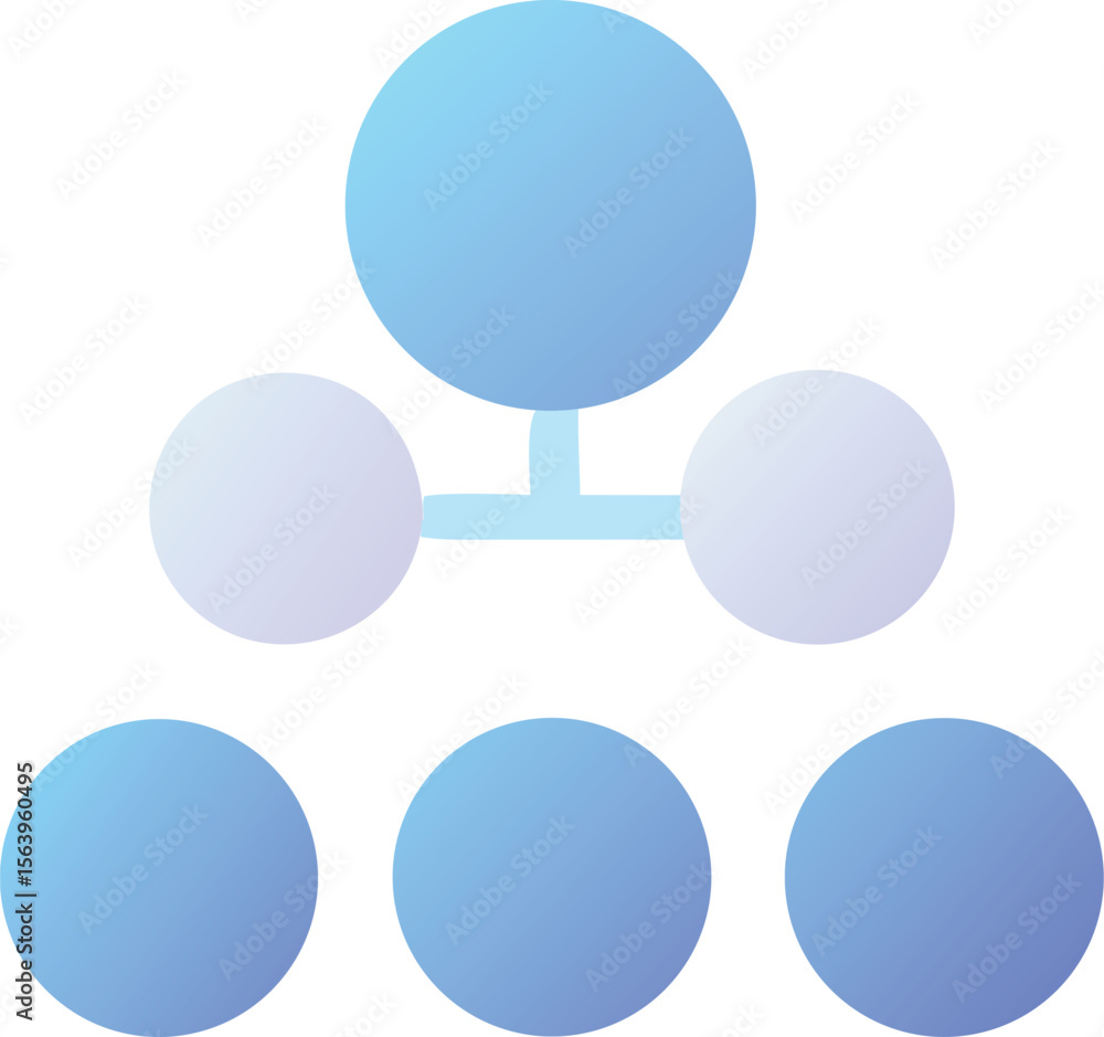 Poster vector art of a simple blue gradient hierarchical chart icon isolated on transparent background