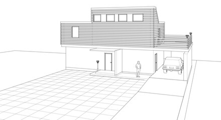 modern residential architecture 3d illustration