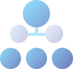 Vector art of a simple blue gradient hierarchical chart icon isolated on transparent background