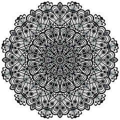 Beautiful Floral Mandala Pattern Design. Black And White Mandala Flower. Oriental Mandala Vector. 