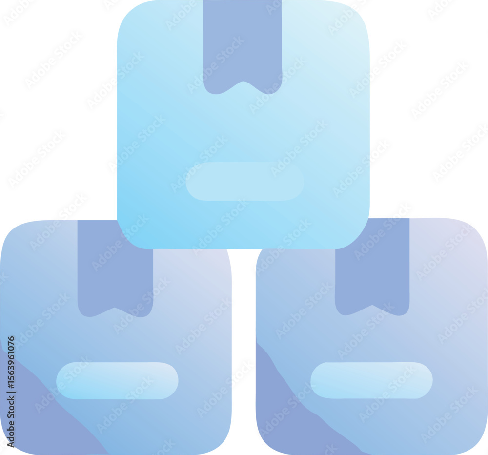 Poster vector art of three light blue boxes are stacked on top of each other, isolated on transparent backg