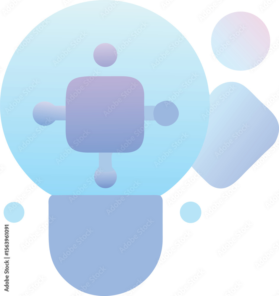 Poster vector art of a lightbulb with a network connection symbol inside, isolated on transparent backgroun