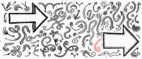 Obraz premium Hand-Drawn Arrow Collection: Doodle Arrows, Vector Design Elements