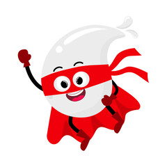 Cute Hand Drawn Superhero White Blood Drop Flying