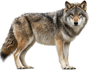 A full-body Wolf standing on the ground, with a transparent background