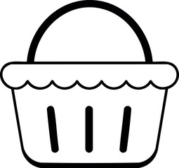 Basket icon simple black line art symbol for shopping or carrying items in minimalist vector design