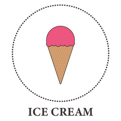 Realistic ice cream cone on white background - Vector illustration