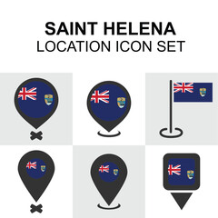 Location marker set inspired by Saint Helena&rsquo;s flag and colors, ideal for isolated territory visuals.