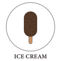 Realistic ice cream on popsicle stick on white background - Vector illustration