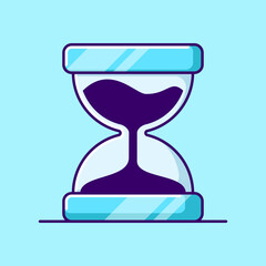 Hourglass timekeeper. Colorful cartoon hourglass with sand flowing, symbolizing time passing and countdown.