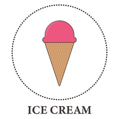 Realistic ice cream cone on white background - Vector illustration