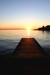 Beautiful sunset on the Bacvice beach in Split, Croatia.