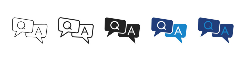 Q&A Speech Bubble Icons – Editable Stroke Question and Answer Set. Vector