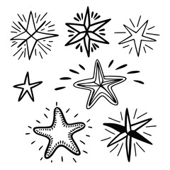 Hand-Drawn Starburst & Star Icons Set: Vector Graphics