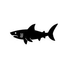 Obraz premium Black shark silhouette vector illustration for ocean wildlife and sea animal design concept