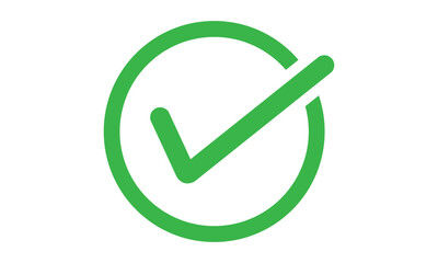 simple green check mark symbol vector.