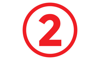 simple red outline circle on red number two symbol.