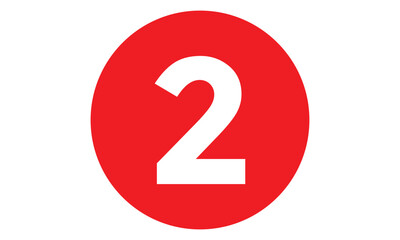 simple red circle on white number two symbol.
