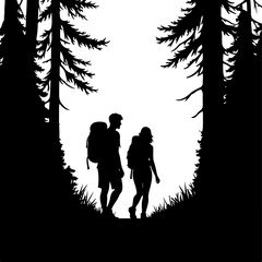 Walking in Forest Nature Walk, Romantic Stroll, Hand in Hand Love vector bundle