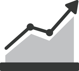 Ascending line graph illustrating positive growth and upward trend.