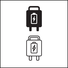 Battery Charger Icon Flat Outline Vector