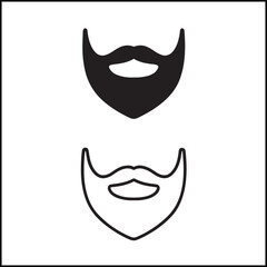 Beard Icon Flat and Outline Vector