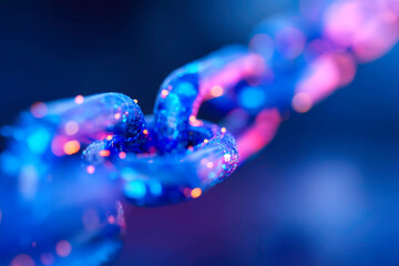 Blue blockchain nodes powering social network futuristic digital technology and decentralized data concept