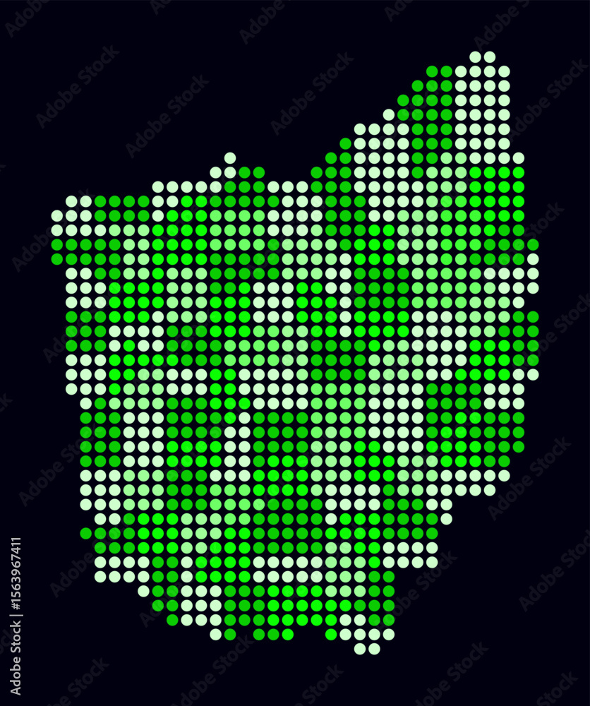 Poster ohio dotted map. digital style map of the state on dark background. ohio shape with circle dots. col
