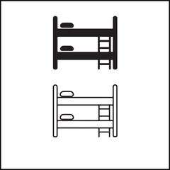Bunk Bed Icon Flat and Outline Vector