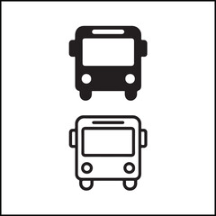 Bus Icon Flat and Outline Vector