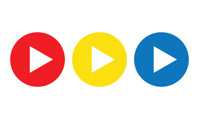 simple red yellow blue play button symbol.