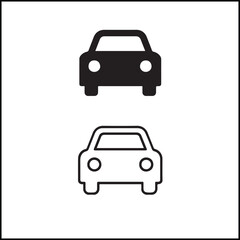Car Icon Flat and Outline Vector