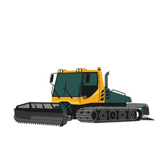 Snow groomer vehicle for ski slopes, vector icon